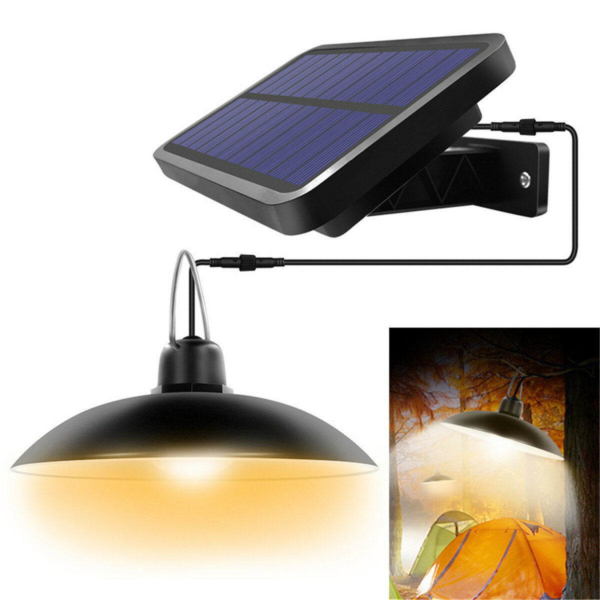 260 Lumen Solar Pendelleuchte Outdoor Indoor Solar Lampe Mit Linie Warmweiß / Weiß Beleuchtung Für Camping Garden Yard