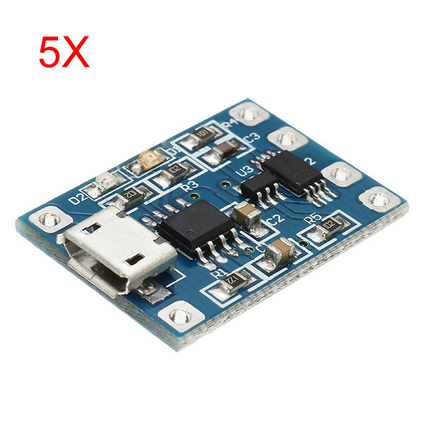 

5шт Микро USB TP4056 Модуль защиты от заряда и разряда от перегрузки по току Защита от перенапряжения 18650