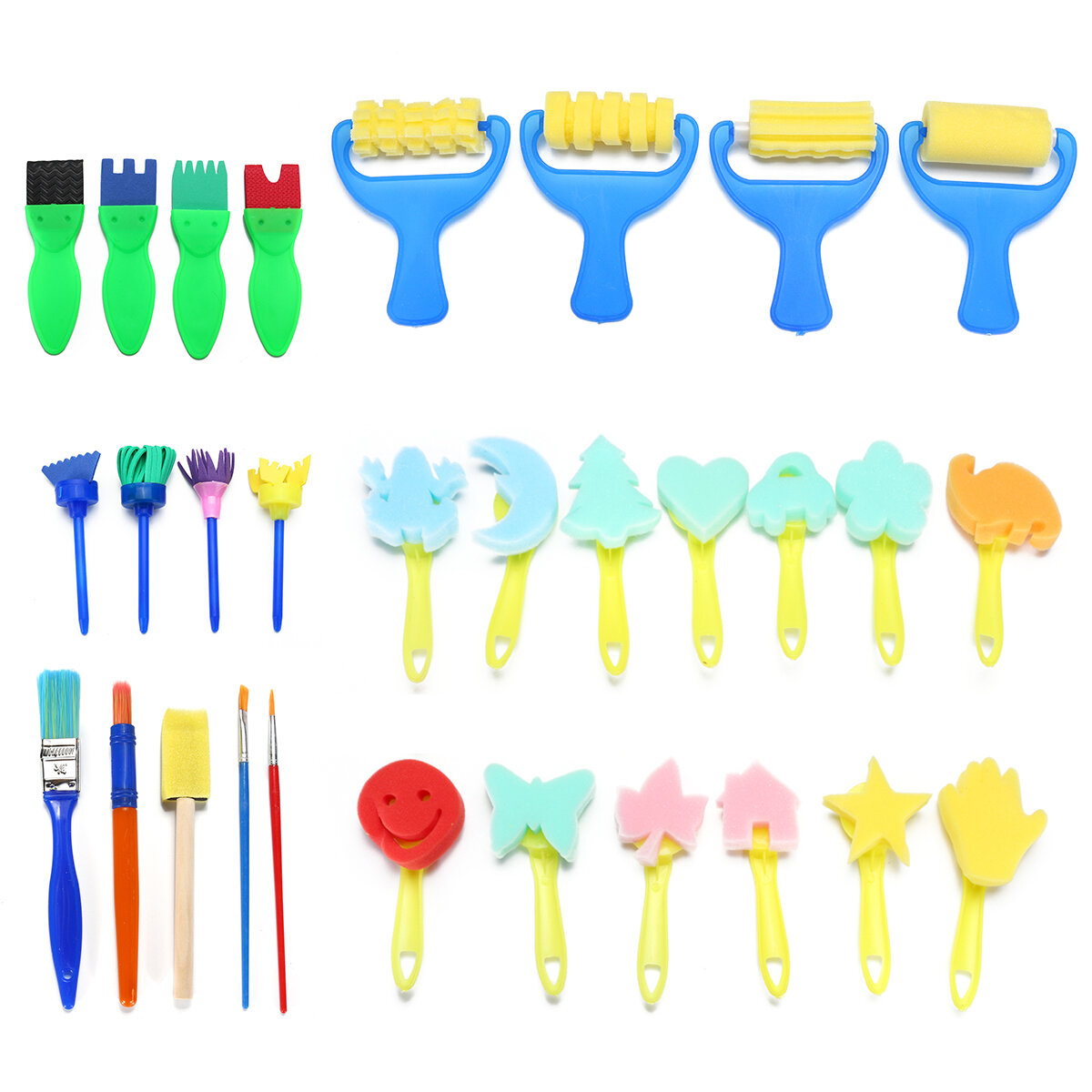 30pcs Child Paint Roller DIY Painting Toys Sponge Brush Kit Set Graffiti Drawing Tools for Kids Early Education Develop hands-on Ability