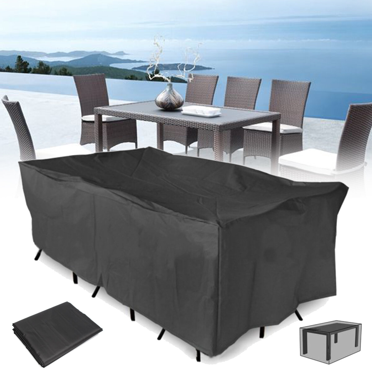 320x220x70CM al aire libre muebles de patio jardín Impermeable cubierta de polvo silla de mesa sol refugio