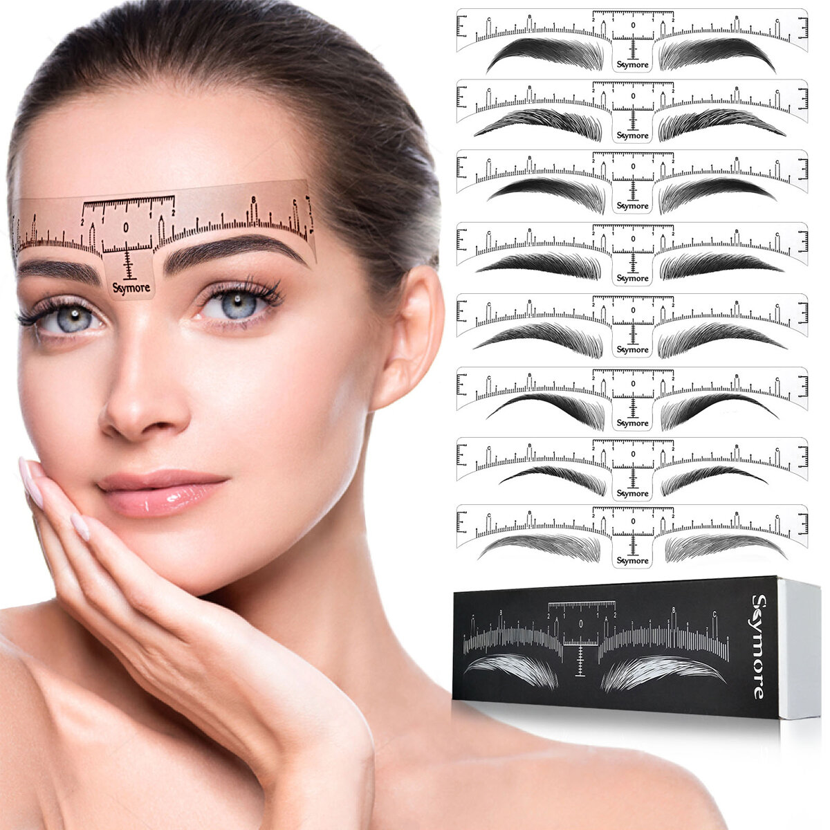 100PCS Eyebrow Stencil One-time Eyebrow Grooming Stencil Measure Ruler Brow Shaper Makeup Shaping To