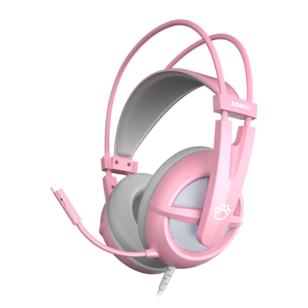 

Somic G238 Pink Gaming Headset 7.1Virtual Surround Sound Headphone 40mm Unit HIFI Sound Effect LED Light Noise Reducti