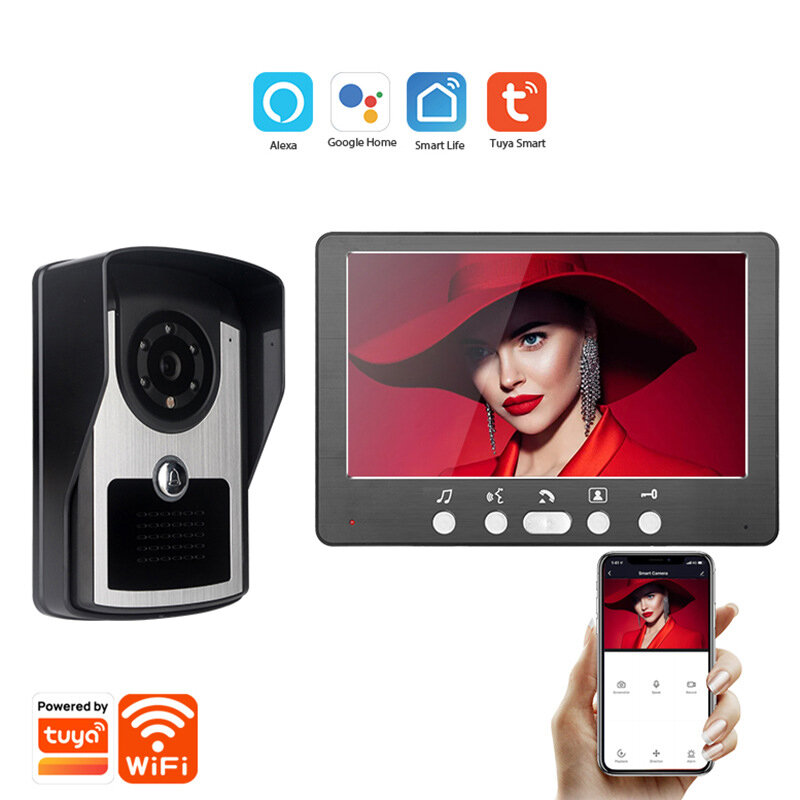 7 inch 1080P Tuya WiFi Video Intercom Doorbell System APP Remote Unlock Night Vision IP55 Waterproof Wireless Visual Doo