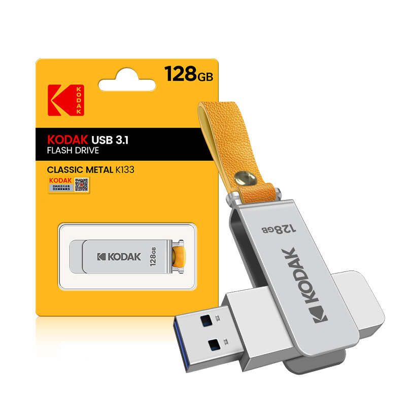 

KODAK K133 128GB USB3.1 Flash Drive Rotating Metal USB3.0 Stick Pendrive Memory Stick for TV Computer Car Speaker