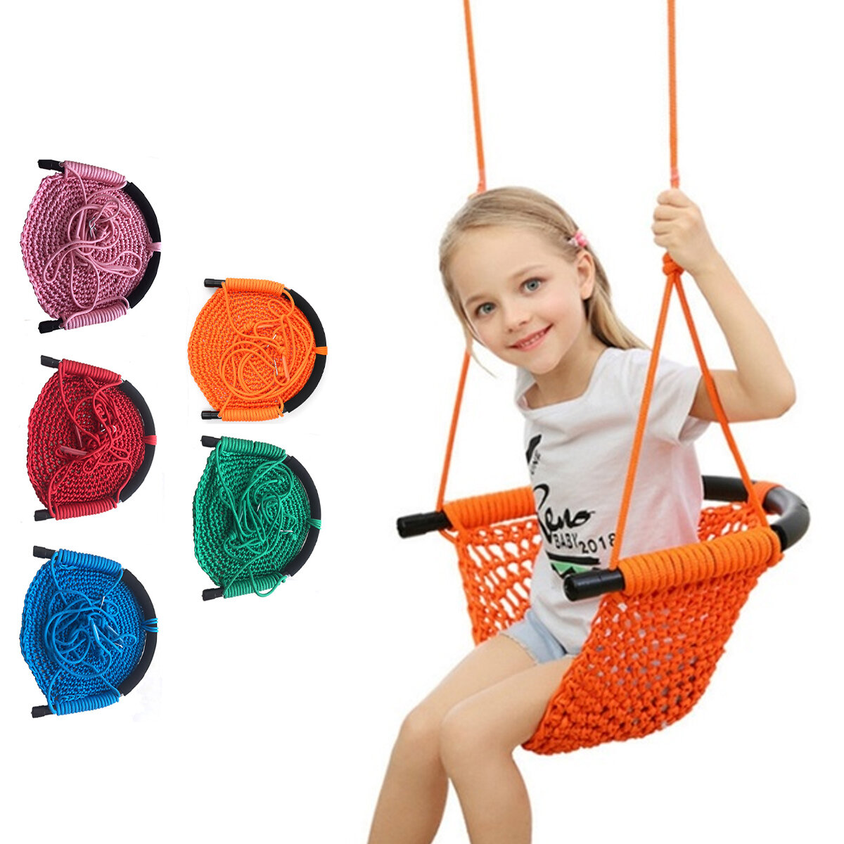 Gyermekek szövő hinta kötél háló függőágy baba családi függő szék kültéri kerti háztáji játékokhoz