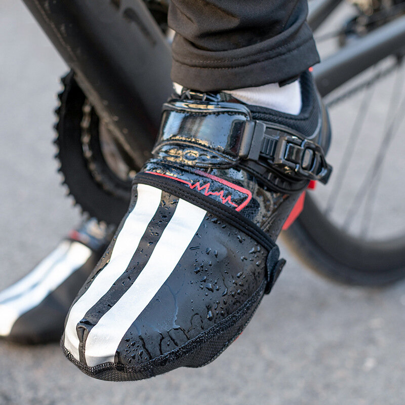 ROCKBROS Wodoodporne termiczne nakładki na buty rowerowe Przeciwwietrzne Refleksyjne Skórzane PU Odporność na zużycie Mężczyźni i kobiety Ochraniacze na buty.