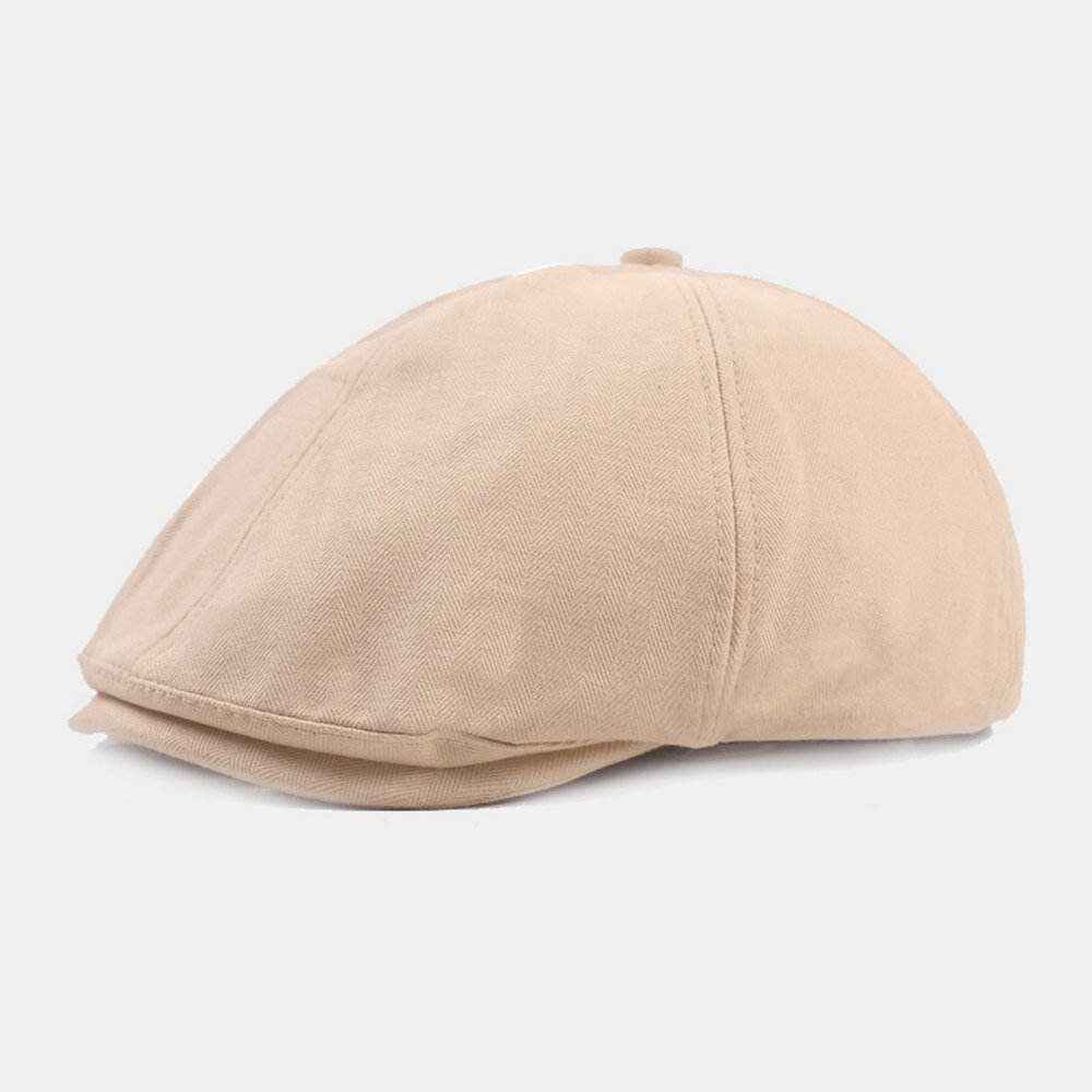 

Men Cotton Beret Cap Solid Color Retro Adjustable Newsboy Hat Painter Hat Octagonal Hat