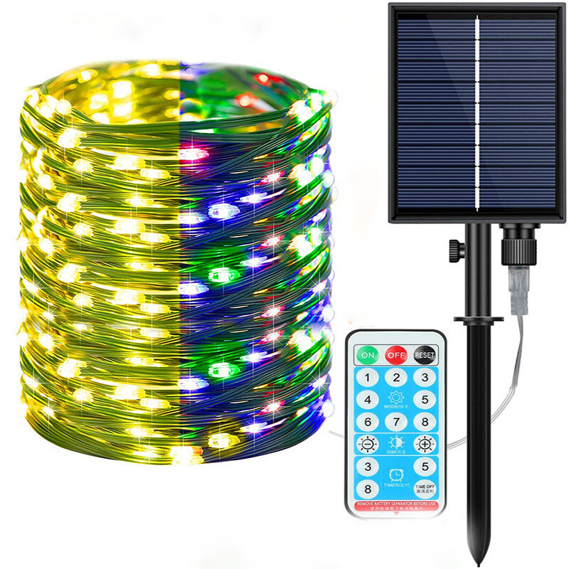 Solar Rubber Light String Afstandsbediening PVC Waterdicht Tweekleurige Decoratie Verlichting Gehuma