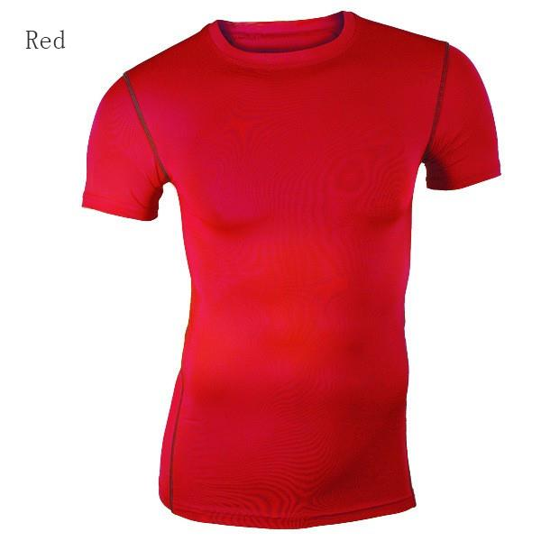Moda masculina Elasticidade Apertada O-pescoço Curto Camiseta Compressão Body Building Top 