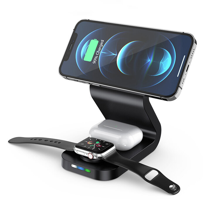 

Bakeey 15W Qi Wireless Charger Magnetic Charging Dock Station Phone Stand Holder for iPhone 12/ for Apple Watch 2 3 4 5
