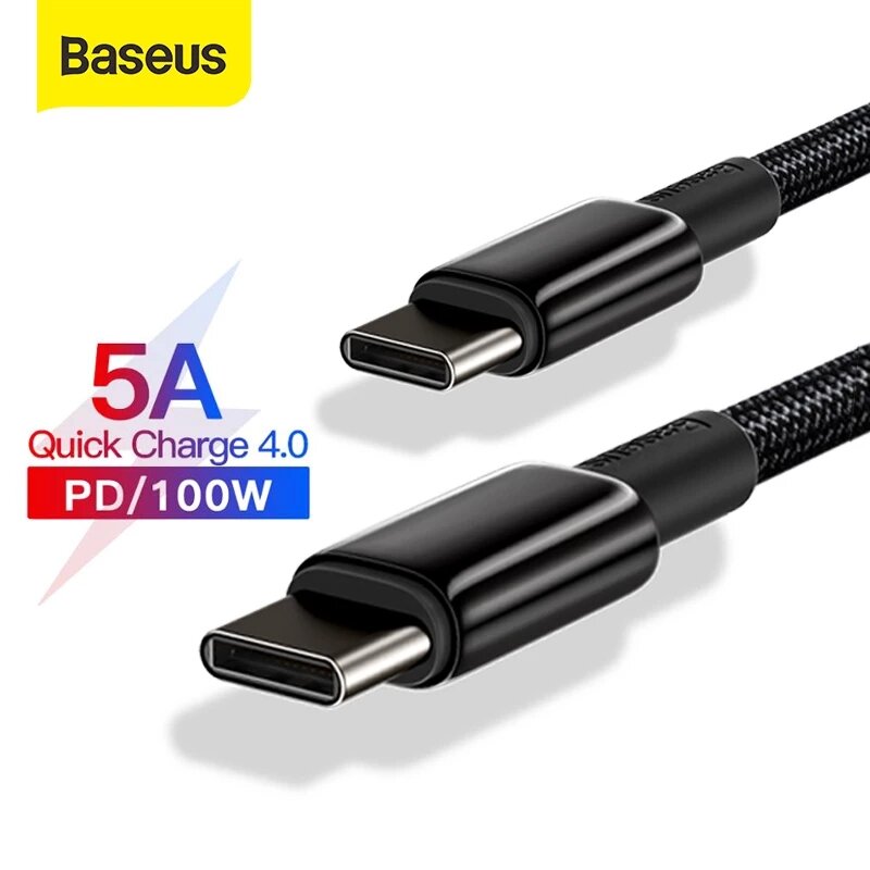 [5 stuks] Baseus 100 W USB-C naar USB-C PD-kabel PD3.0 Stroomtoevoer QC4.0 Snel opladen Datatransmis