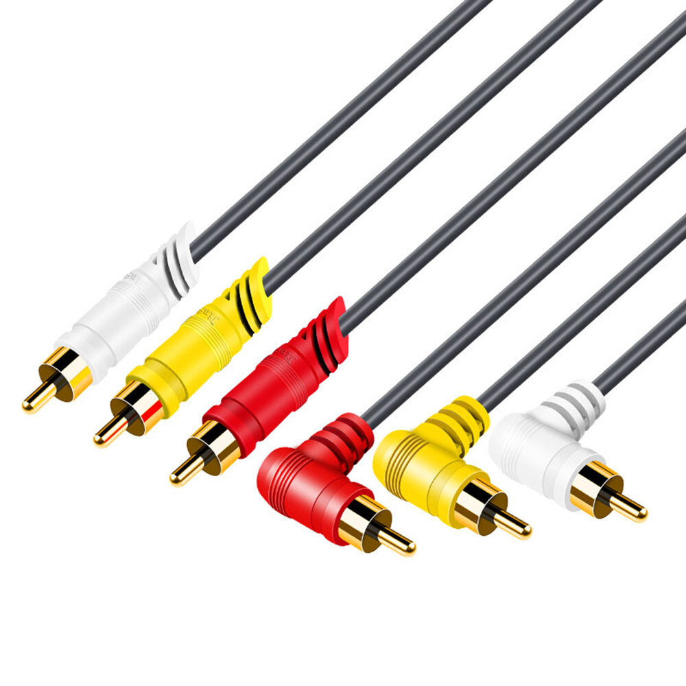 

JINGHUA 3RCA to 3RCA Audio Cable 90° L-type RCA Audio Connector for Home Theater DVD TV Amplifier CD Soundbox