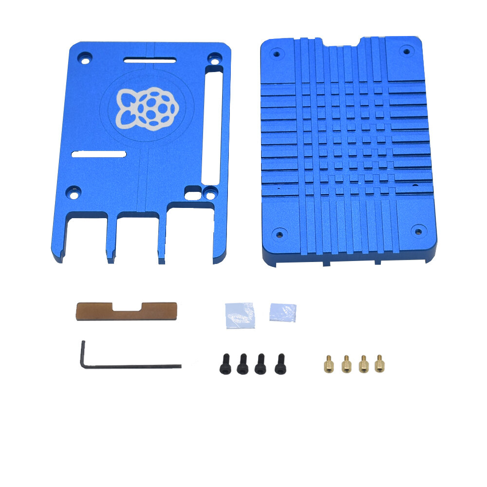 

Aluminum Alloy Case Ultra-thin CNC Metal Shell Passive Cooling Blue Enclosure Box for Raspberry Pi 4 Model B