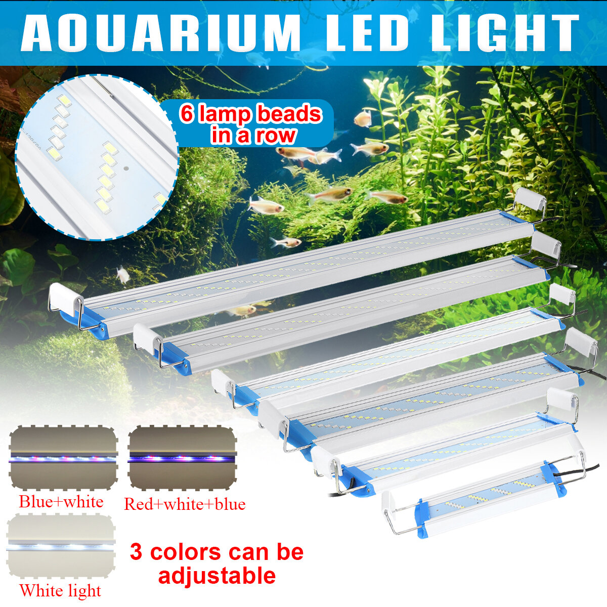 25W 85cm 3 kleuren licht verstelbare aquariumtank onderwater LED lantaarn bar lamp