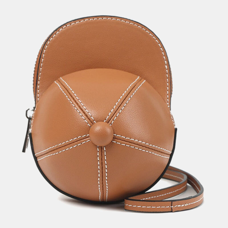Women Faux Leather Baseball Hat Shape Causl Creative Shoulder Bag Crossbody Bag