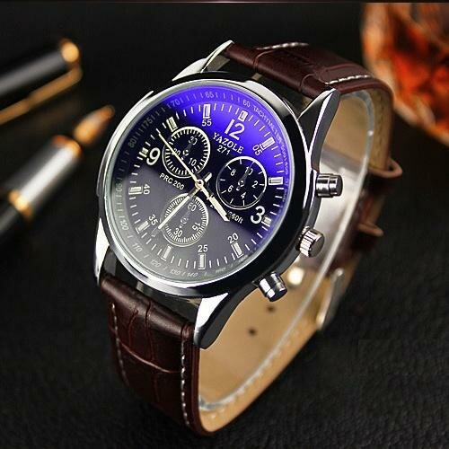 YAZOLE 271 Men Watch Fashion Style Leather Strap Quartz Wrist Watch