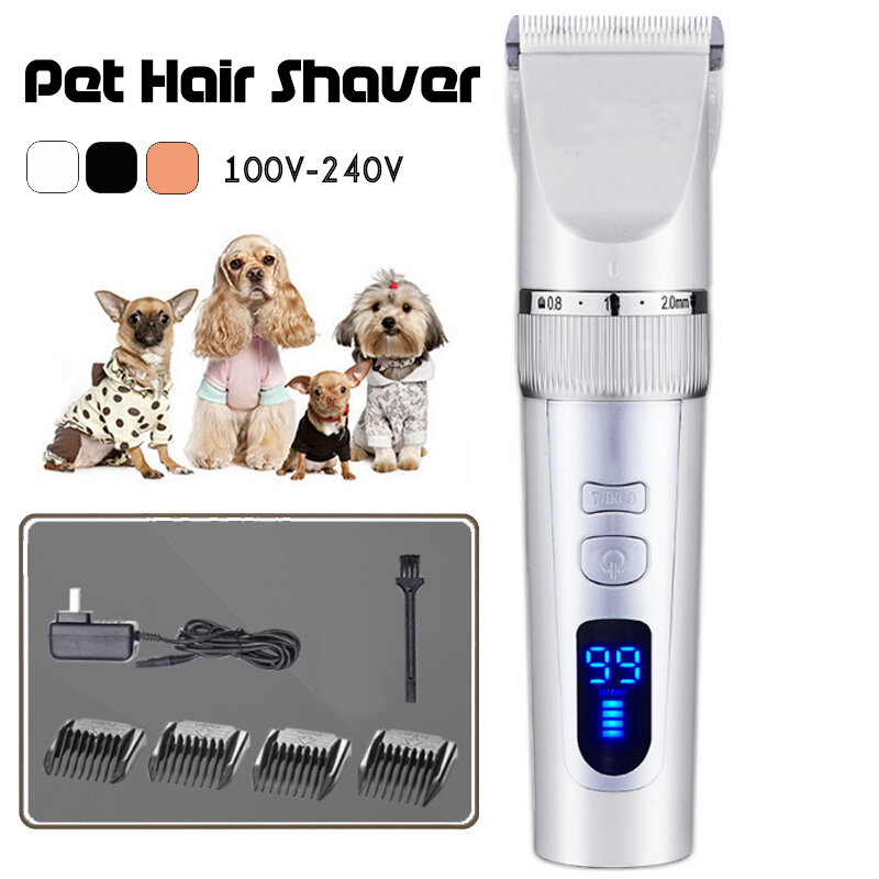 

Electric Animal Pet Dog Cat Hair Trimmer Digital Display Shaver Grooming Desktop Charger 2-Speed Quiet Clipper