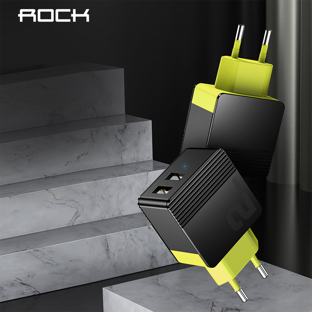 

Rock 2.4A двойной USB-порт зарядное устройство для путешествий адаптер ЕС вилка для iPhone 11 SE 2020 Huawei для iPad Pr