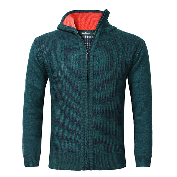 men's knitted wool blend thick polar fleece lining sweater cardigans at ...