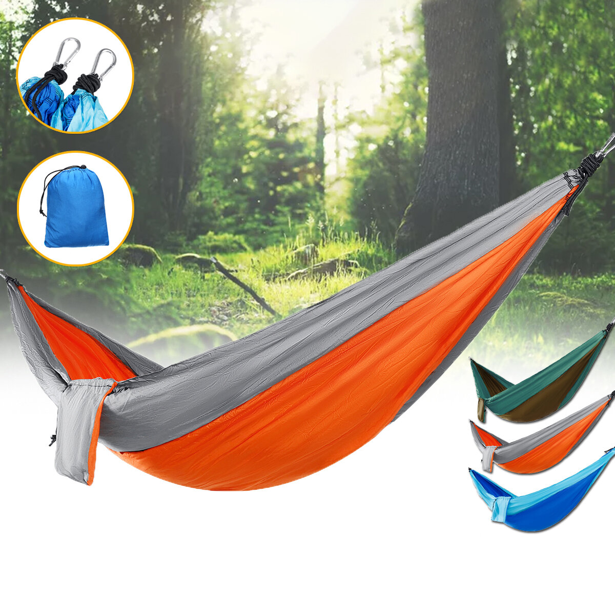 IPRee® Doppel-Personen-Hängematte Nylon Schaukelbett Outdoor Camping Travel Max. Last 300 kg
