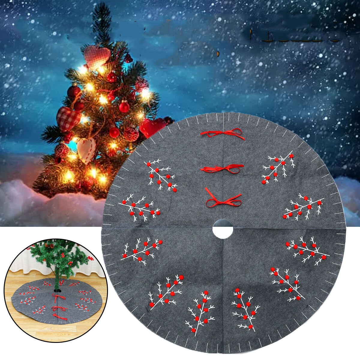 2020 Christmas Decor 120cm New Year Xmas Tree Carpet Foot Cover Christmas Tree Skirt Aprons for Home Decoration
