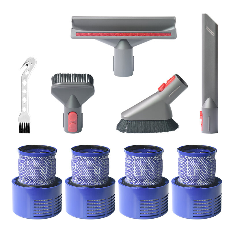 

9pcs Replacements for Dyson V7 V8 V10 Vacuum Cleaner Parts Accessories Brush Heads*4 HEPA Filters*4 Cleaning Tool*1 [Non