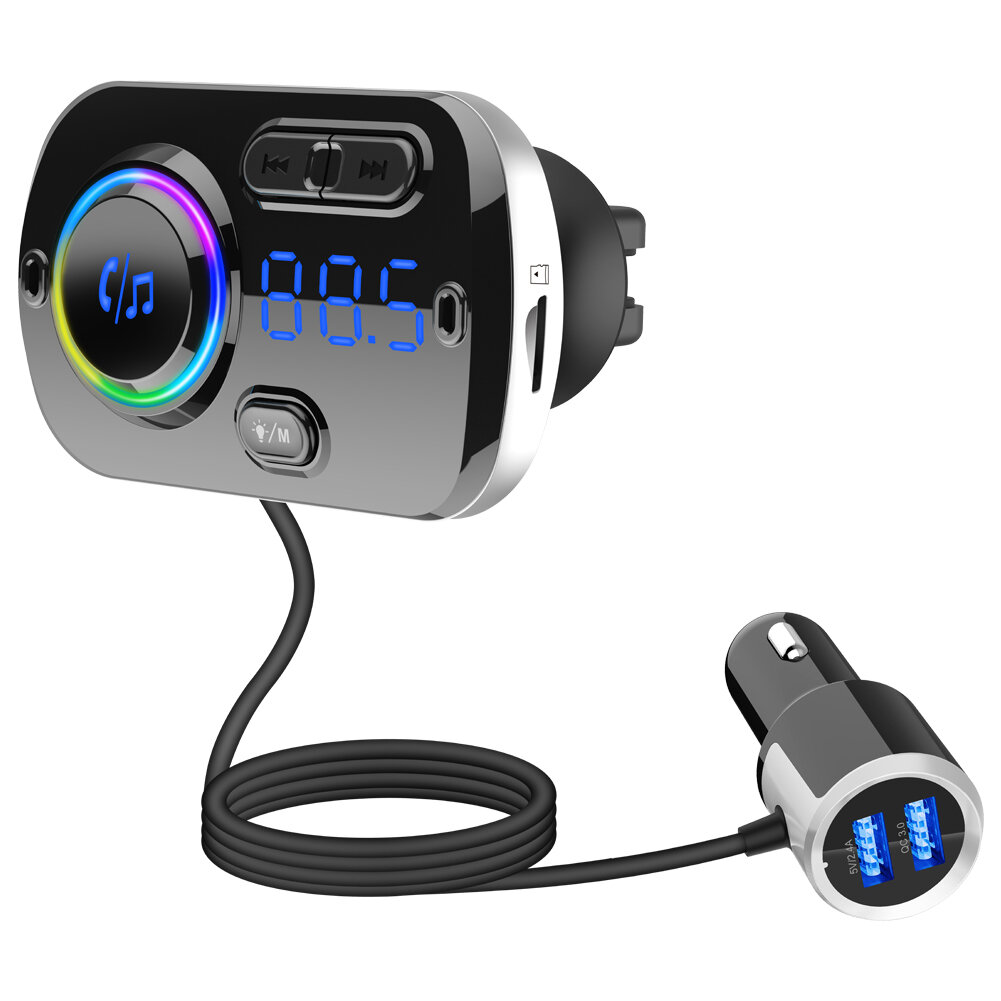 

GEELONG BC49BQ bluetooth 5.0 FM Transmitters QC3.0 USB Car Charger MP3 Player Hands-free SIRI/GOOGLE Voice Assistant RGB