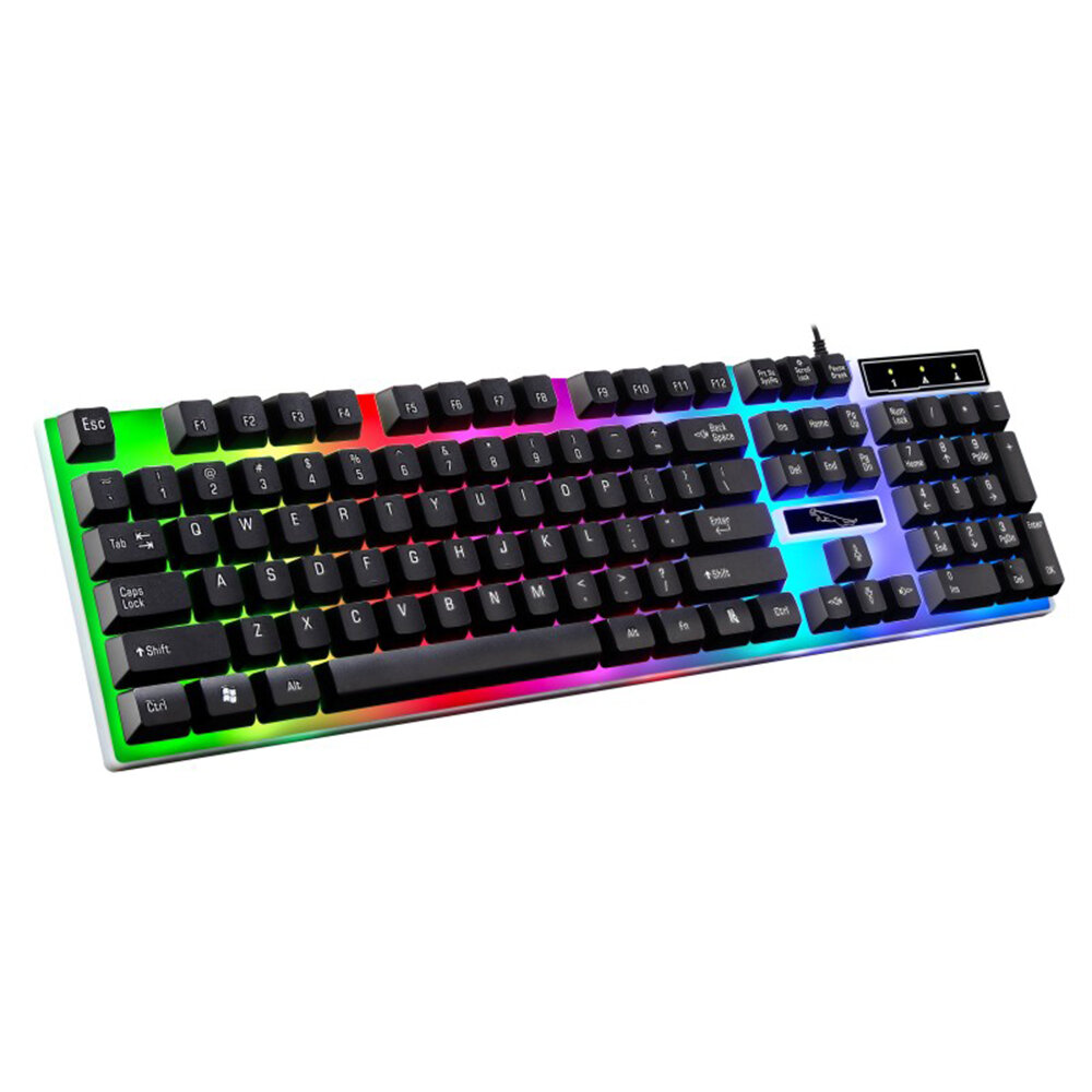 G21 USB Wired Keyboard 104 Keys Suspended UV/Radium Carving Keycaps Waterproof Colorful Rainbow Back