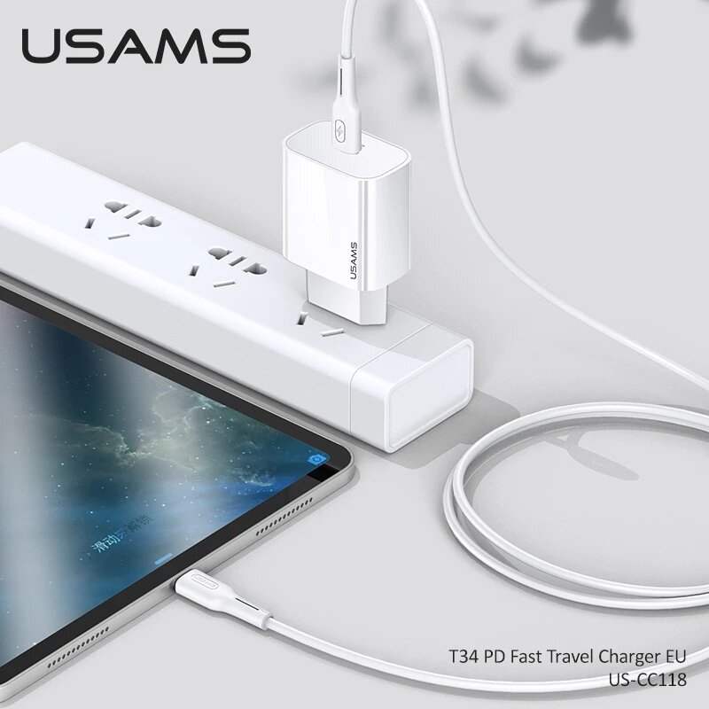 USAMS 20W PD USBC充電器急速充電トラベルチャージャーアダプターforiPhone 12 Pro Max Mini OnePlus 8Pro 8T