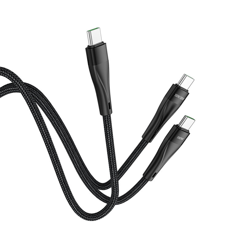 HOCO U102 100W USB-C naar USB-C + Apple-poort / USB-C naar USB-C + USB-C-kabel Snel opladen Datatran