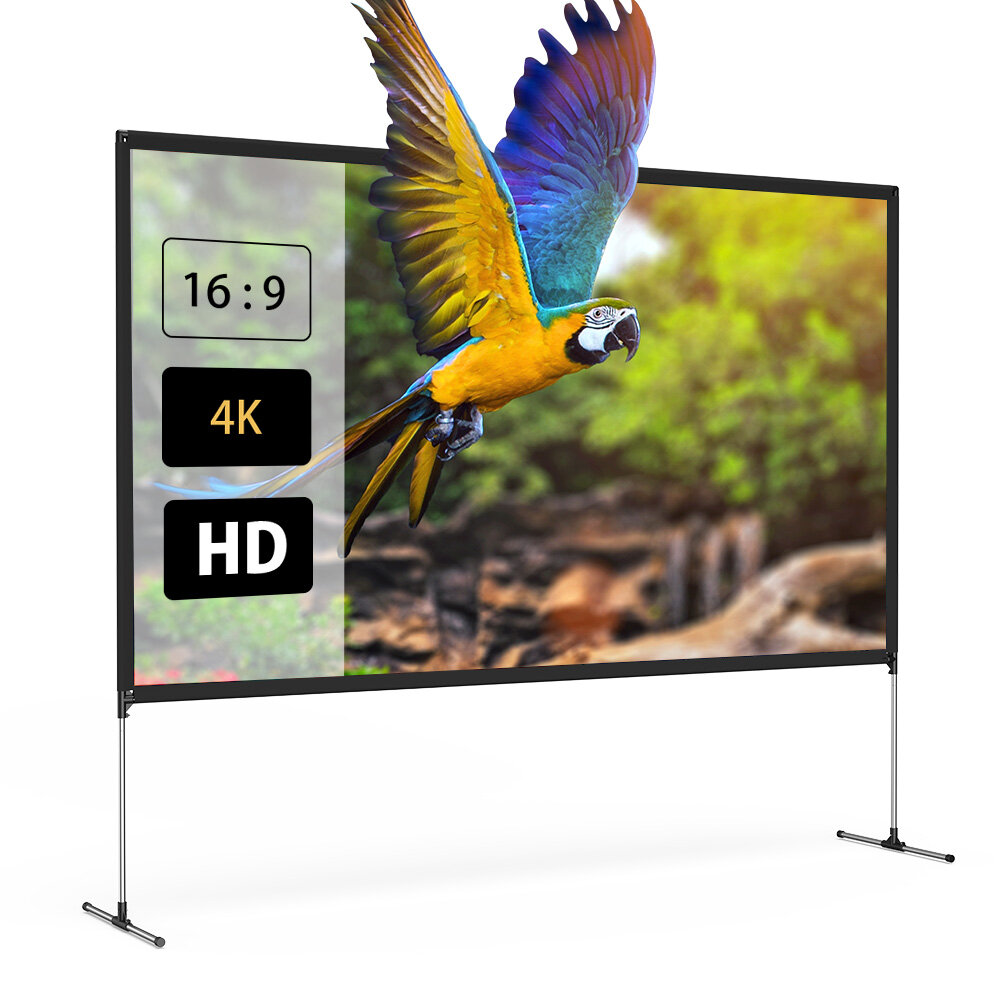 BlitzWolf® BW-VS6 80/100-Inch Projector Screen with Stable Stand 4K Resolution 16:9 Foldable Anti-Crease Easy Installati