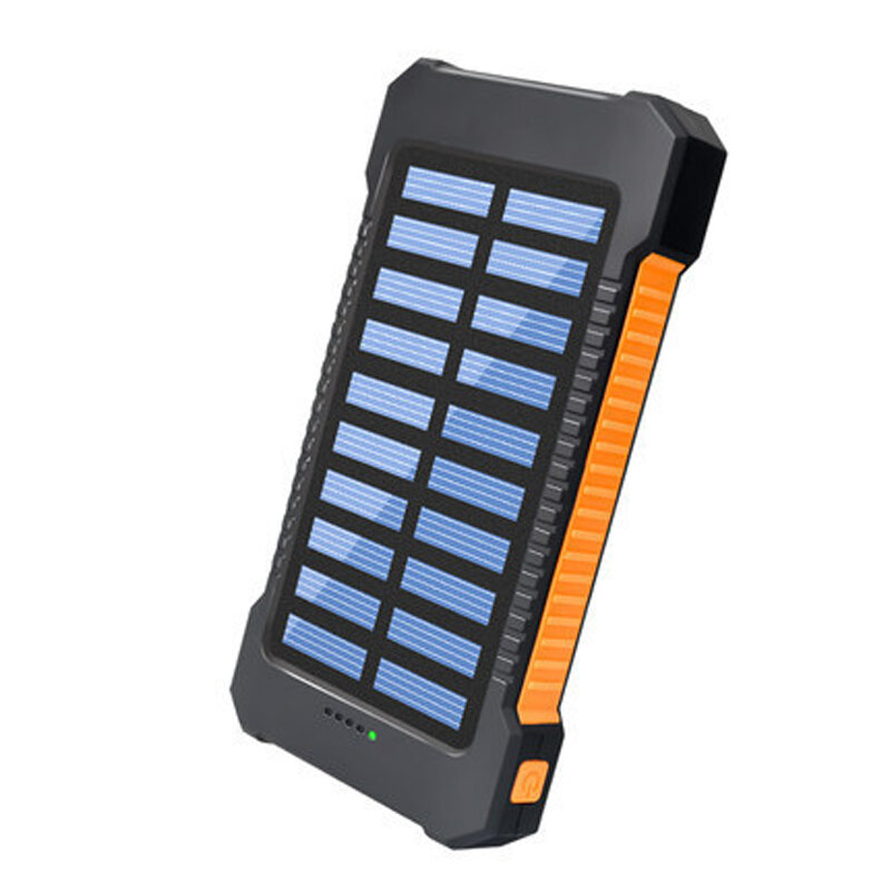 Резервный источник питания WARSUN 8000mAh 5V с функцией зарядки мобильных телефонов через 2 USB и встроенной солнечной батареей для использования на открытом воздухе во время кемпинга.