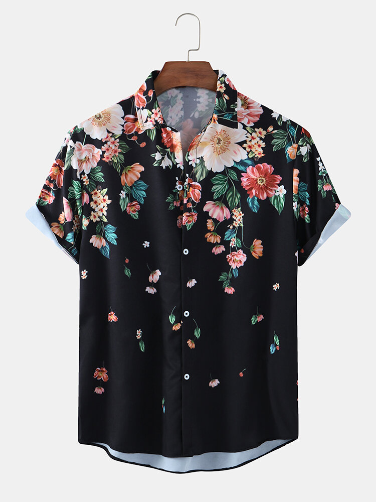 Heren lichte casual designeroverhemden met bloemenprint