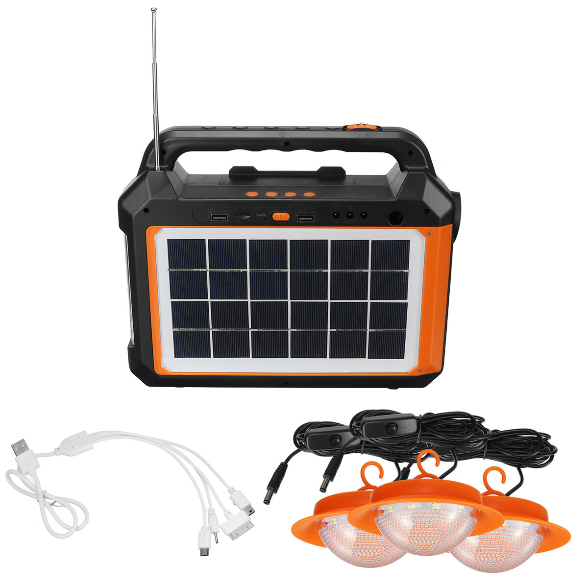 Outdoor 4500mAh Solar Power Bank Bluetooth Audio Radio USB oplaadbare Comping Light voor Camping Travel