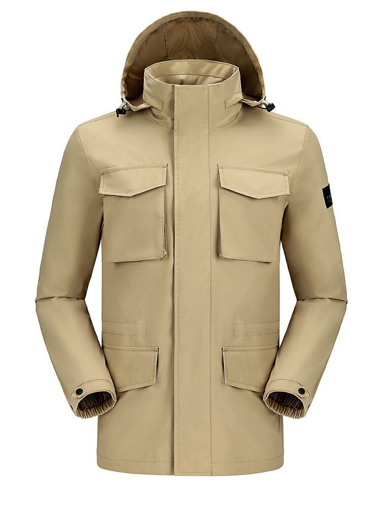 

Camel Crown Mens Waterproof Outdoor Multi-Pocket Hooded Technical Jacket