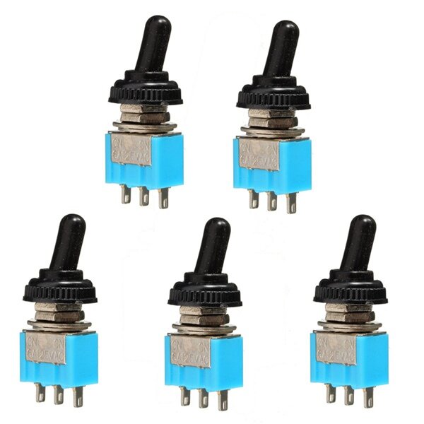 

5Pcs 125V 6A ON/ON 3 Pin SPDT Toggle Switch With Waterproof Cover Cap