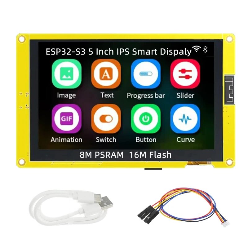 

ESP32-S3 IPS Smart Display 5 Inch TFT Capacitive Screen LVGL ESP32 HMI 8M PSRAM 16M Flash WiFi Bluetooth 800*480 RGB LCD
