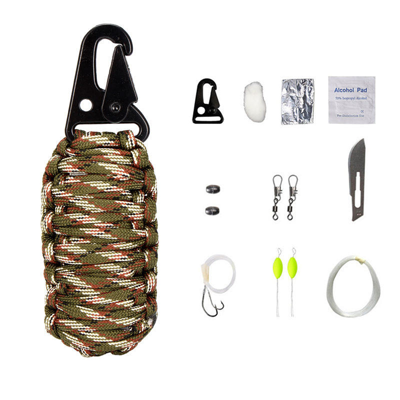 16 Stks Outdoor Paracord Kit Survival Touw Set Vissen Tools Camping Karabijnhaak Nood Gear