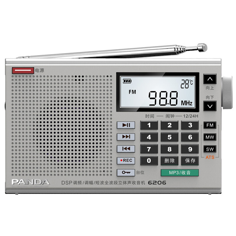 

Panda 6206 FM MW SW Full Стандарты Радио DSP Цифровая настройка Портативный динамик MP3 Music Player