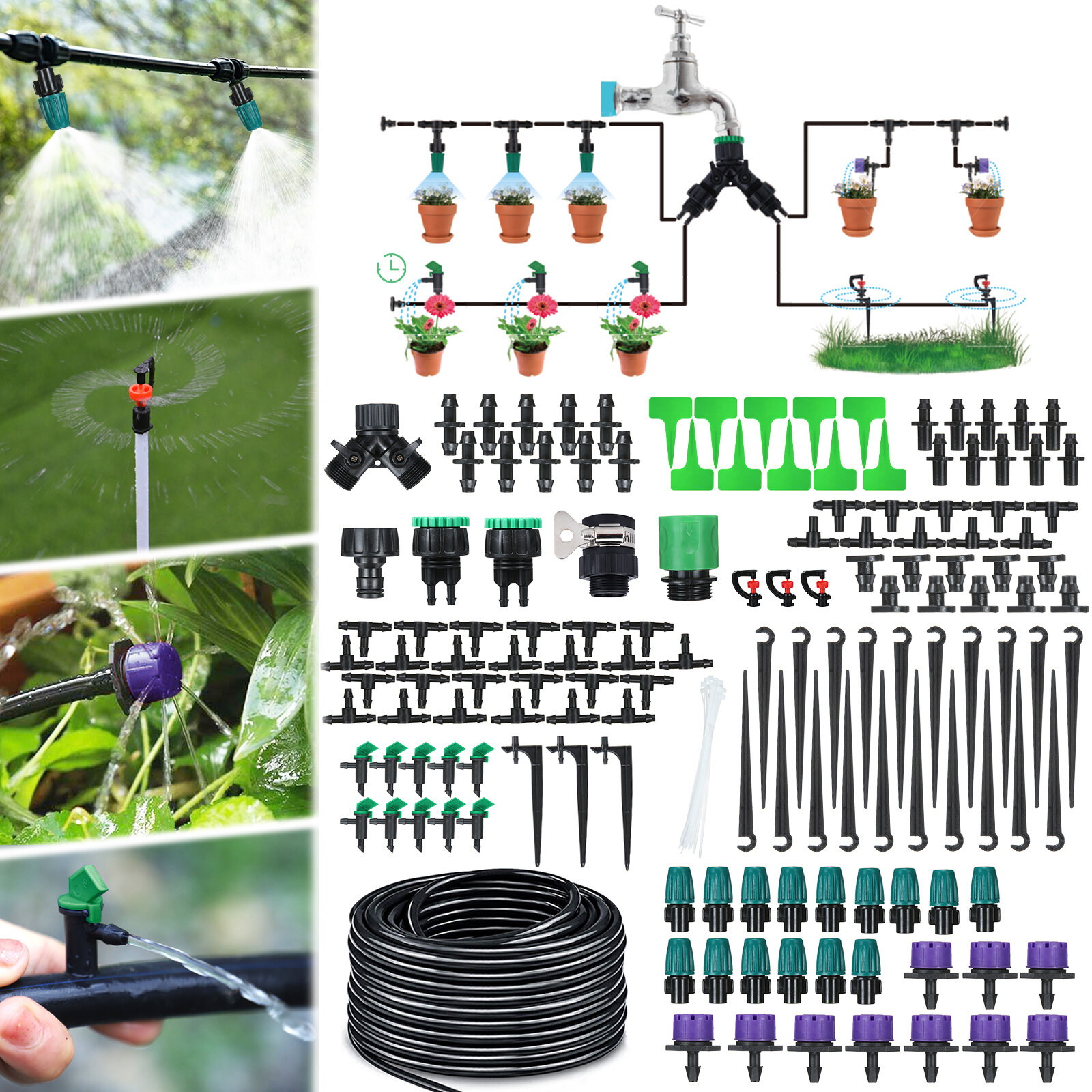 JETEVEN 30M Druppelirrigatie Kit Automatische Sprinkler DIY Tuin Watering Micro Druppelirrigatie Sys