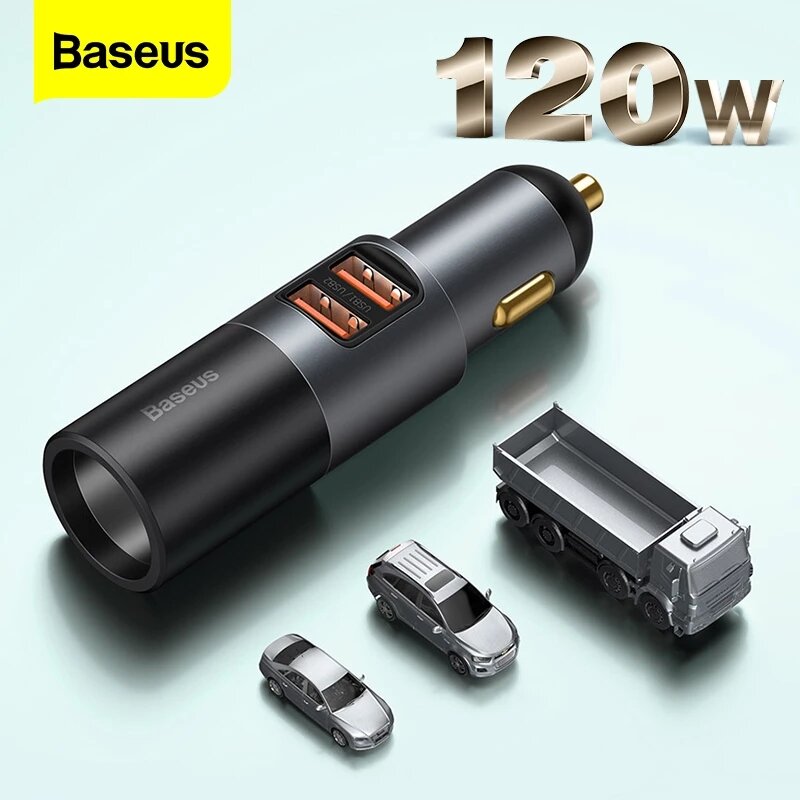 Baseus 120W Car Lighter Charger 30W USB-C PD 30W QC3.0 Support QC4+ AFC FCP SCP PPS Fast Charging Fo