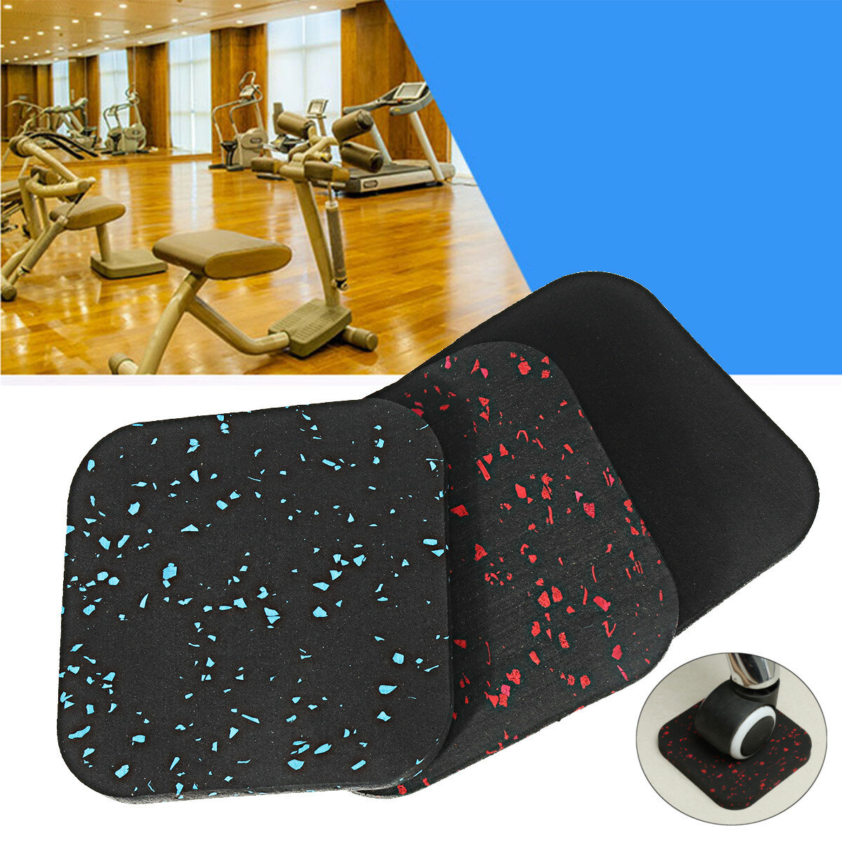 10010010mm Thick Color Dot Rubber Treadmill Cushion Furniture Foot Mat For Gym