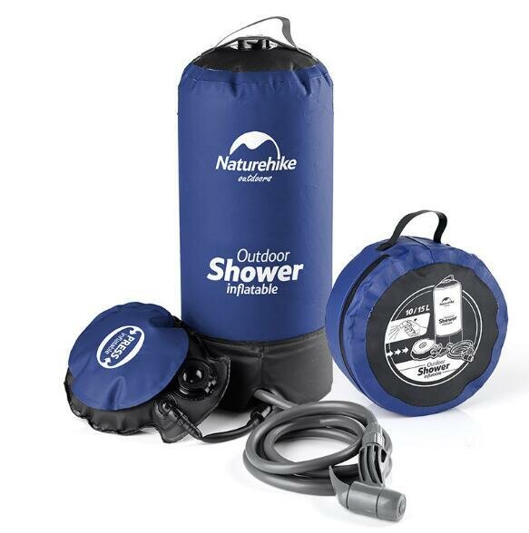 Saco de chuveiro portátil Naturehike de 11L com tubos de água quente de 200cm e bomba de pé para camping, viagens ao ar livre, caminhadas e lavagem de carros.