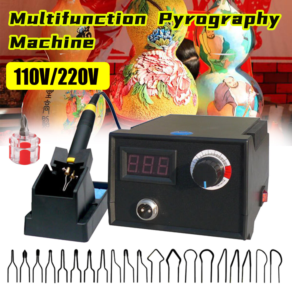 

110V/220V Digital Multifunction Pyrography Machine Gourd Wood Pyrography Crafts