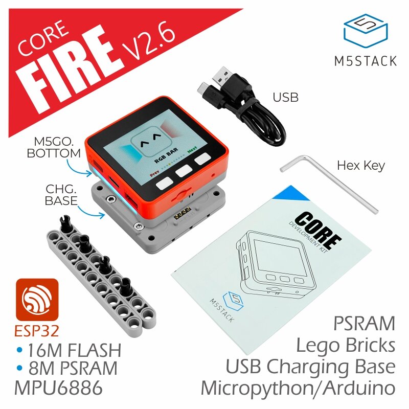 

M5Stack FIRE IoT Development Kit V2.6 8M PSRAM + 16M FLASH 2.0 Inch Full-color HD IPS Display Panel