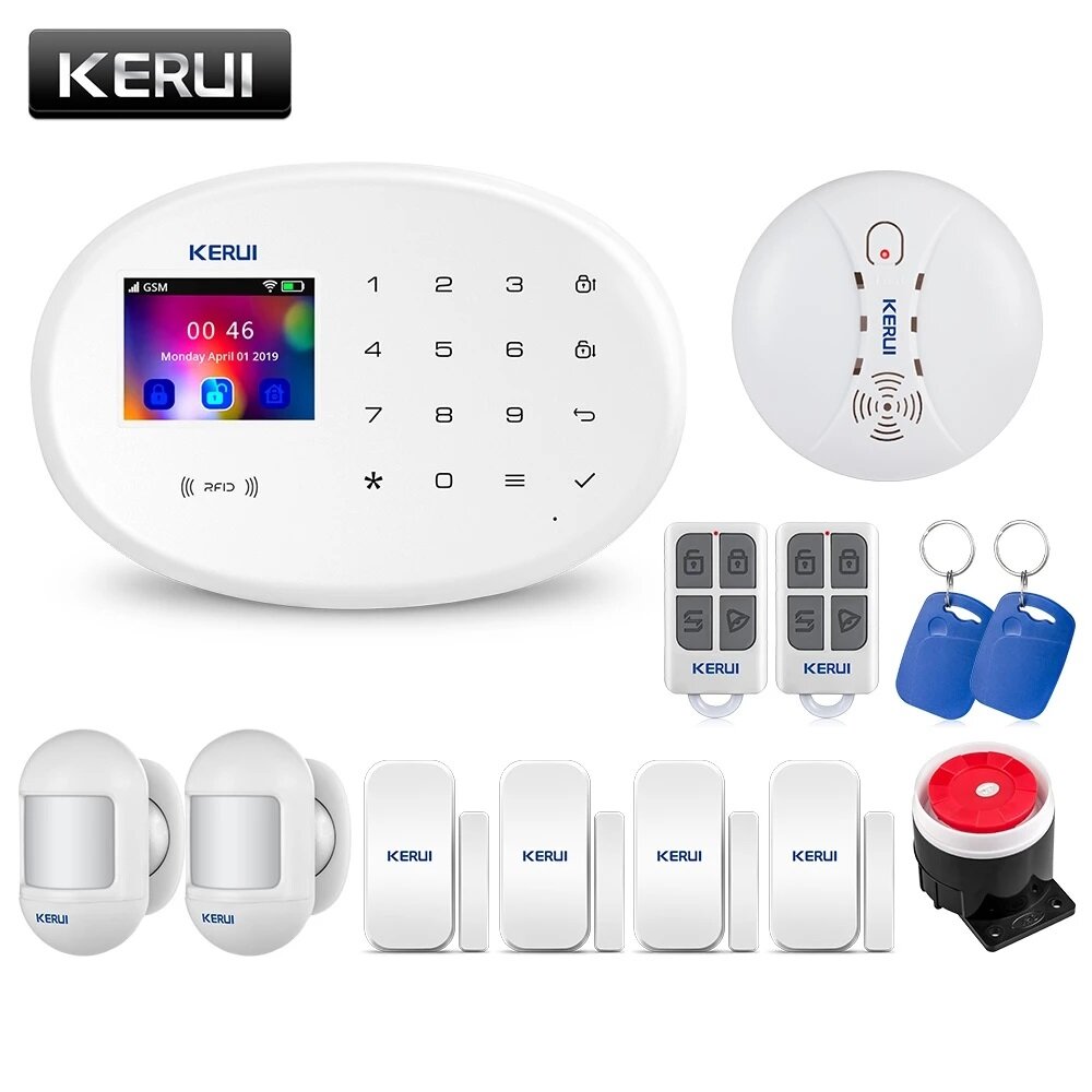 KERUI WIFI GSM Smart Home Security Alarm System with 2.4 Inch TFT Touch Panel APP Control Wireless S