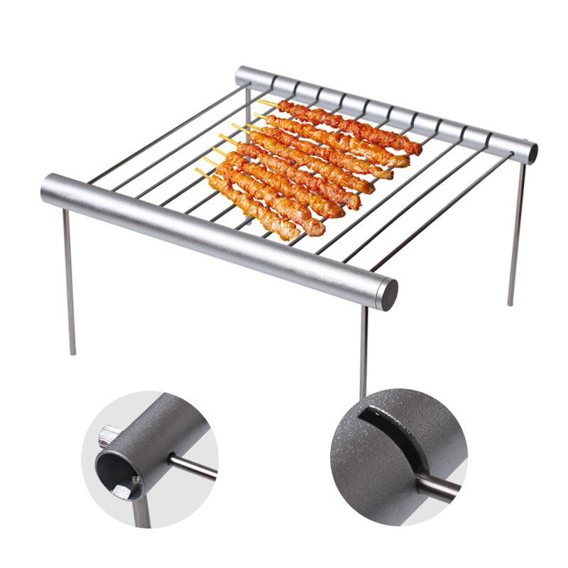 Portable Stainless Steel BBQ Grill Folding BBQ Grill Mini Pocket BBQ Grill Rack Barbecue Accessories For Home Park Use