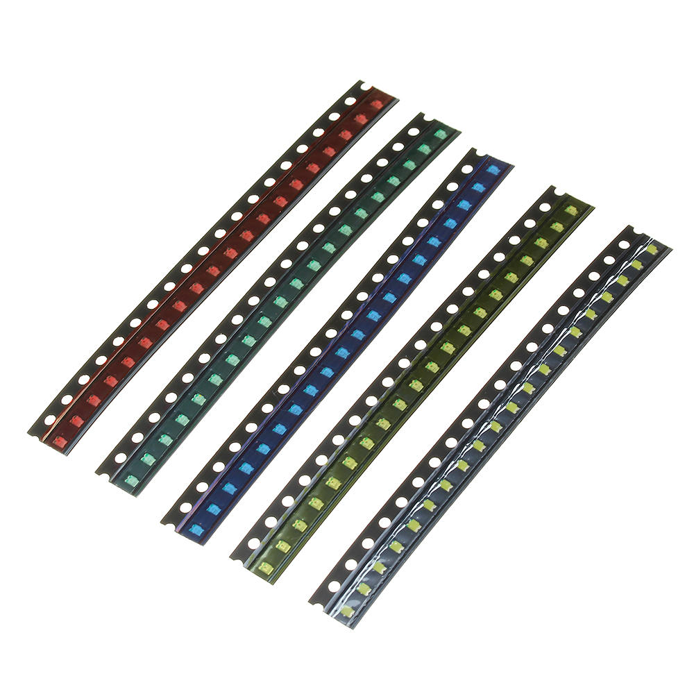500 stks 5 kleuren 100 elk 0805 led diode assortiment smd led diode kit groen / rood / wit / blauw /
