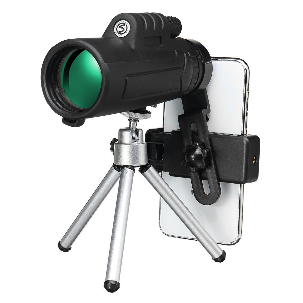 12x50 Outdoor Taşınabilir Monoküler HD Optik Gündüz Gece Görüş Telefonu Teleskop Kampçılık Seyahat