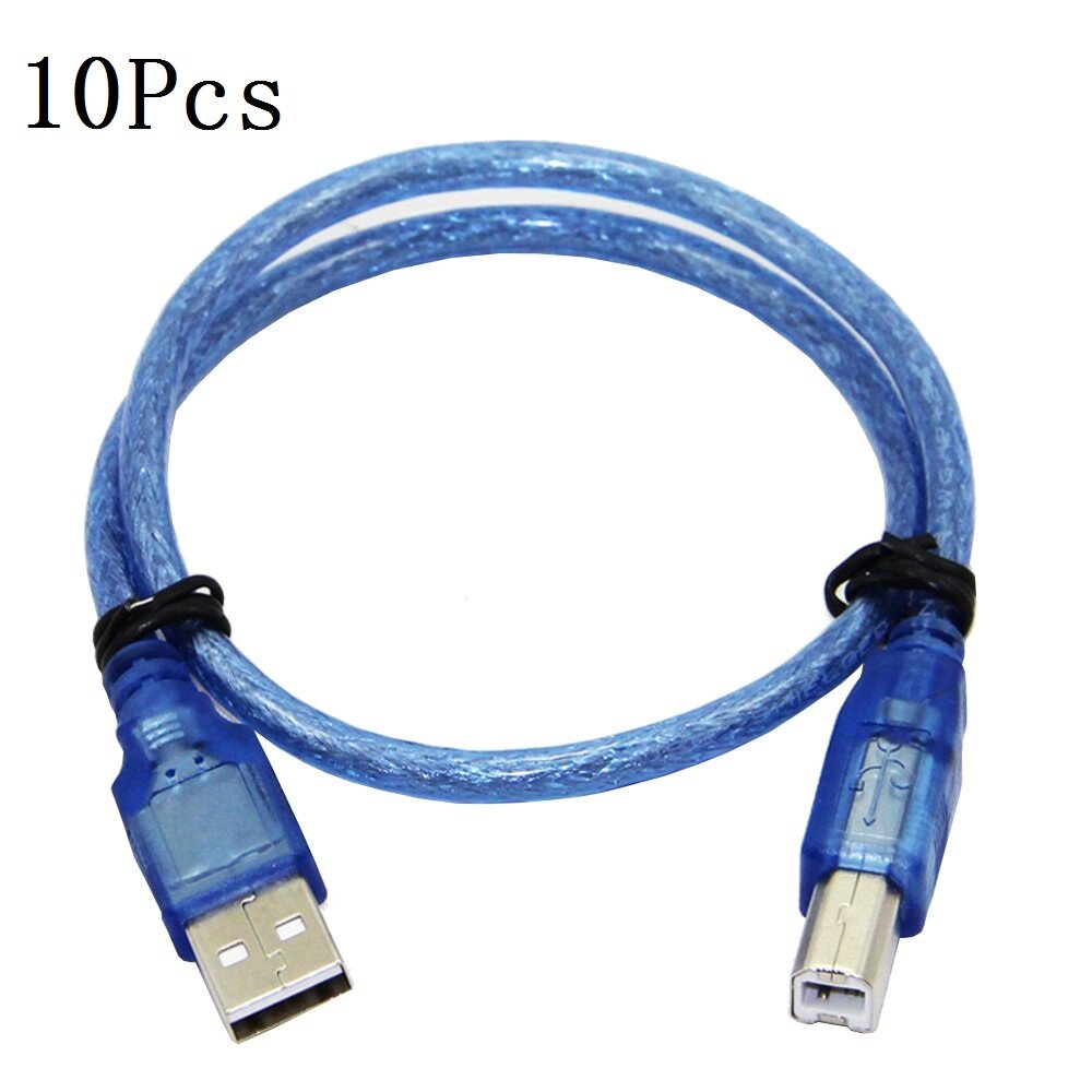 10Pcs 30CM Blue USB 2.0 Type A Male to Type B Male Power Data Transmission Cable For UNO R3 MEGA 2560